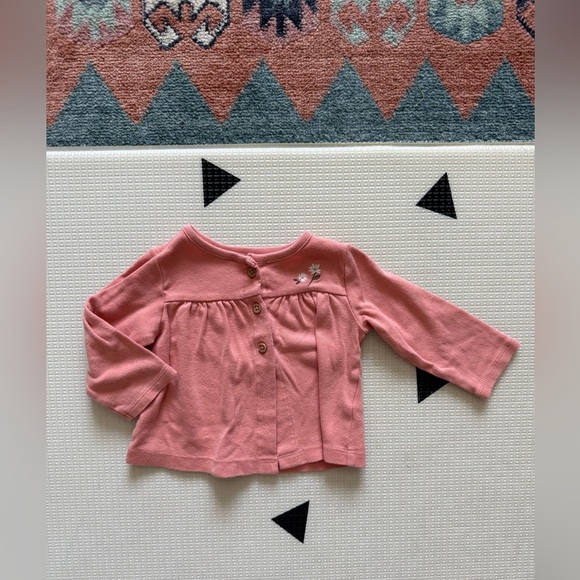 Carter’s|Baby girl mauve Pink open front cardigan w Floral Embroidery accent•9M - Picture 1 of 4